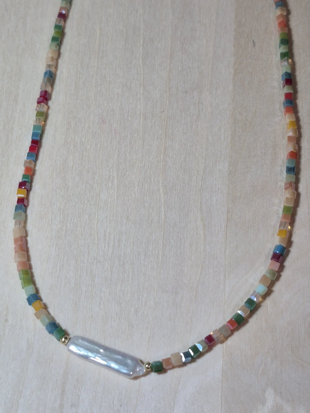🎉🎉NEW🎉🎉 BEAUTIFUL!! Freshwater Chopstick Pearl & TOURMALINE Mini Cube Neckla